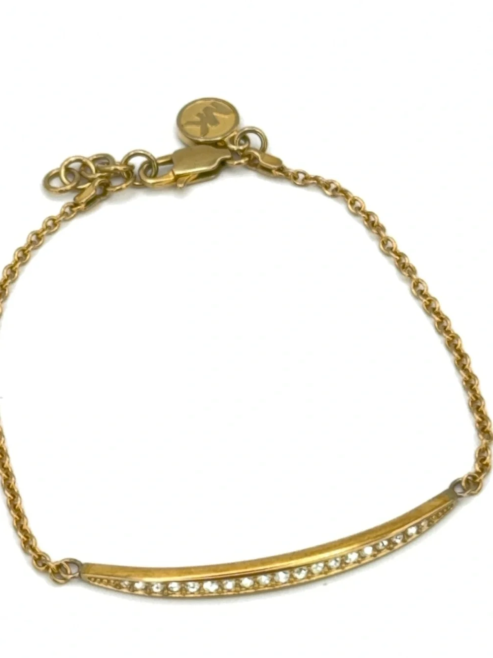 Gold-tone MK Michael Kors pavé curved bar Bracelet